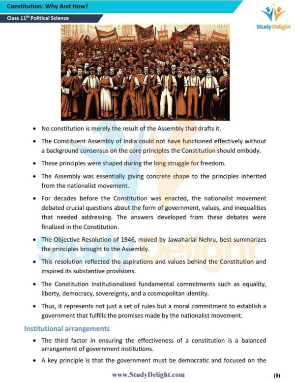 Class 11 Political Science: Indian Constitution at Work Short Notes 2025-2026 | Digital eBook (PDF)