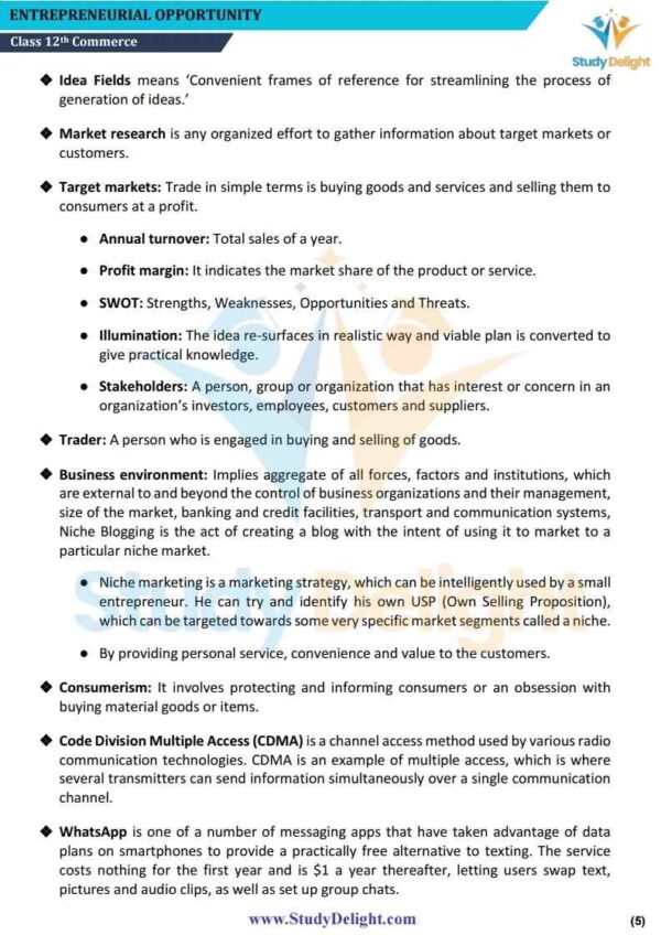Class 12 Entrepreneurship Short Notes 2025-2026 | Digital eBook (PDF)