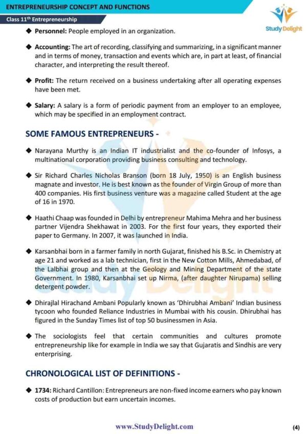 Class 11 Entrepreneurship Short Notes 2025-2026 | Digital eBook (PDF)