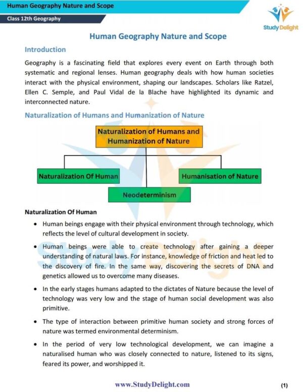 Class 12 Geography Education Short Notes 2025-2026 | Digital eBook (PDF)