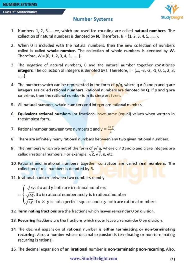 Class 9 Math Short Notes 2025-2026 | Digital eBook (PDF)