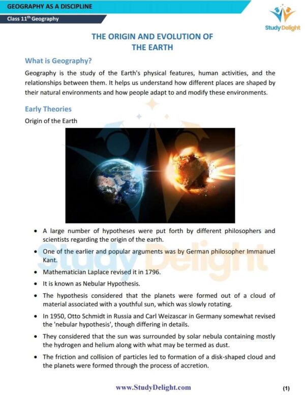 Class 11 Geography: Fundamentals of Physical Geography Short Notes 2025-2026 | Digital eBook (PDF)