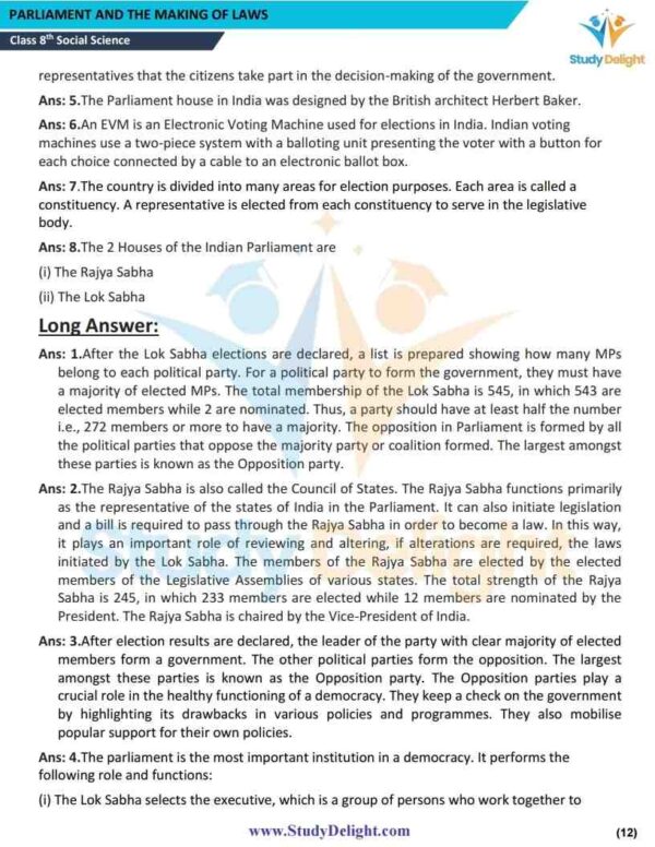Class 8 Civics Short Notes 2025-2026 | Digital eBook (PDF)
