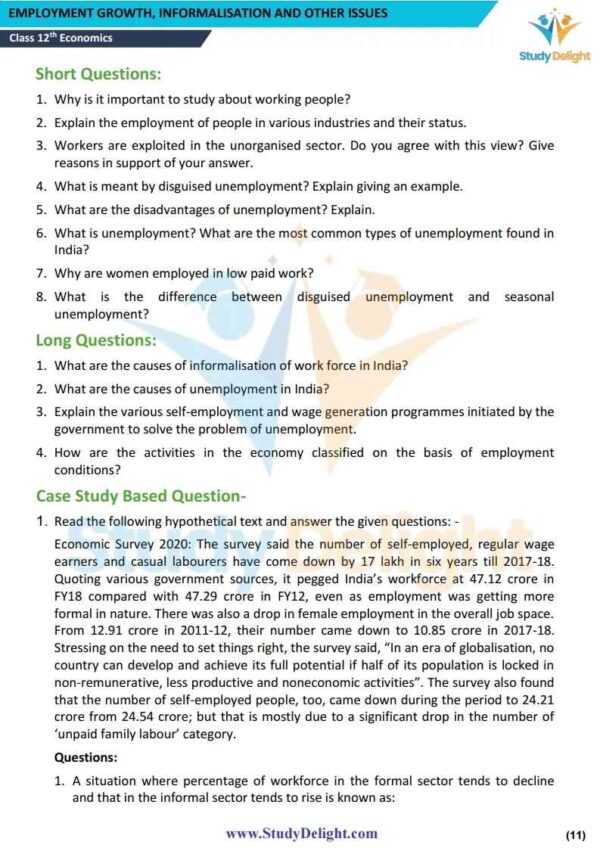 Class 12 Economics: Indian Economic Development Short Notes 2025-2026 | Digital eBook (PDF)