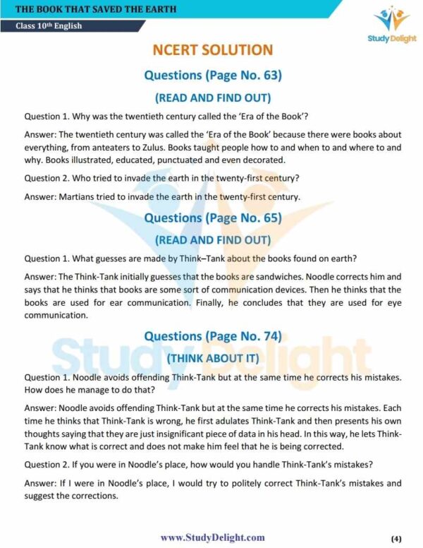 Class 10 English (Foot Prints Without Feet) Short Notes 2025-2026 | Digital eBook (PDF)