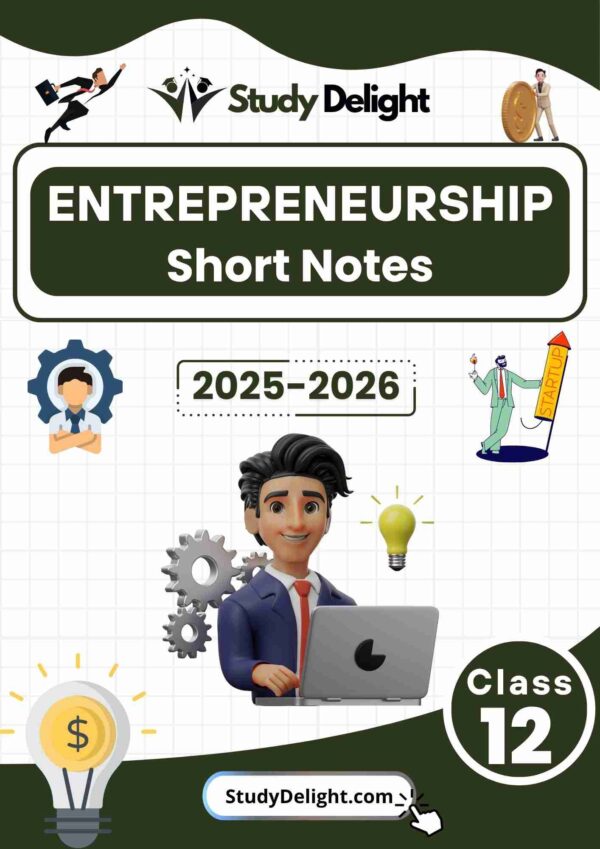 Class 12 Entrepreneurship Short Notes 2025-2026 | Digital eBook (PDF)