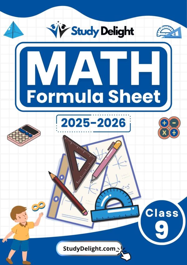 Class 9 Math Formula Sheet 2025-2026 | Digital eBook (PDF)