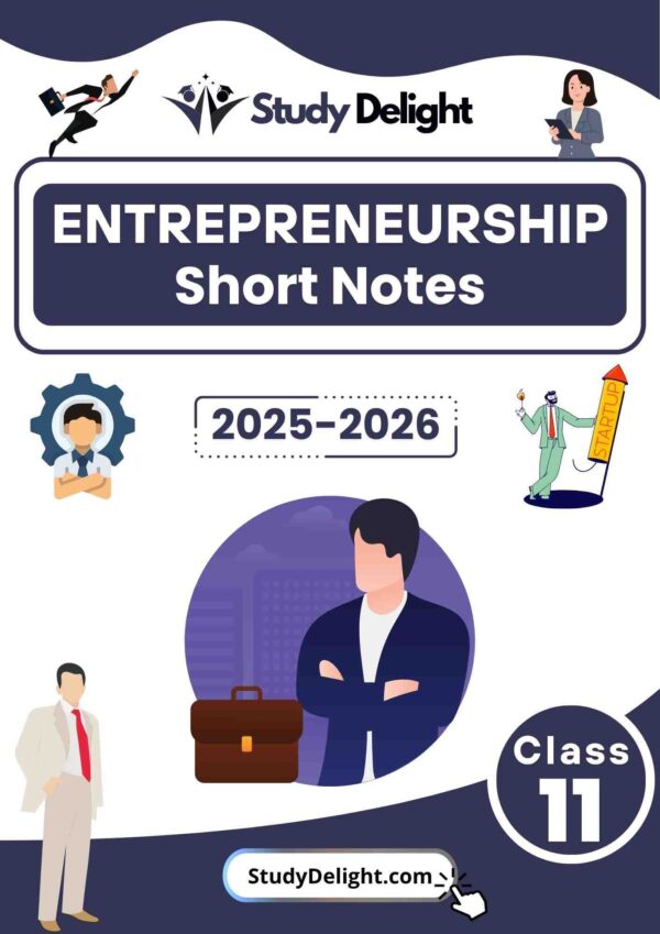 Class 11 Entrepreneurship Short Notes 2025-2026 | Digital eBook (PDF)